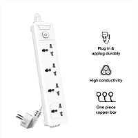 Deli ET404 2 Pin 4 Port White 5 Meter Power Strip